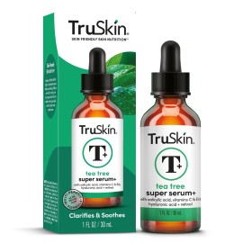 TruSkin Tea Tree Oil Acne Treatment for Face - Acne Serum - Improve the Appearance of Pores, Skin Tone for Smooth, Glowing Skin with Salicylic Acid, Vitamin C, Niacinamide & Retinol, 1 fl oz