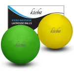 Kieba Massage Lacrosse Balls for Myofascial Release, Trigger Point Therapy, Muscle Knots, and Yoga Therapy. Set of 2 Firm Balls (Green and Yellow)