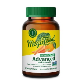 MegaFood Women\'s 40+ Advanced Multivitamin for Women - Dr Formulated - Vitamin B, Vitamin D3, Vitamin K2 & Choline - Energy Metabolism, Brain Health & Bone Health - Vegetarian - 120 Tabs (60 servings)