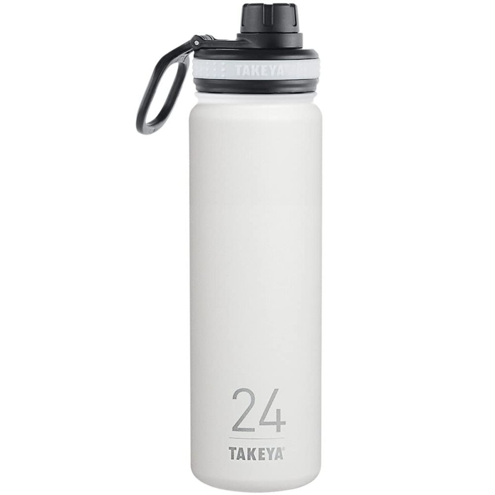 Takeya Originals 24 oz Vacuum Insulated Stainless Steel Water Bottle with Spout Lid, White