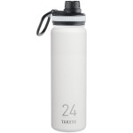 Takeya Originals 24 oz Vacuum Insulated Stainless Steel Water Bottle with Spout Lid, White