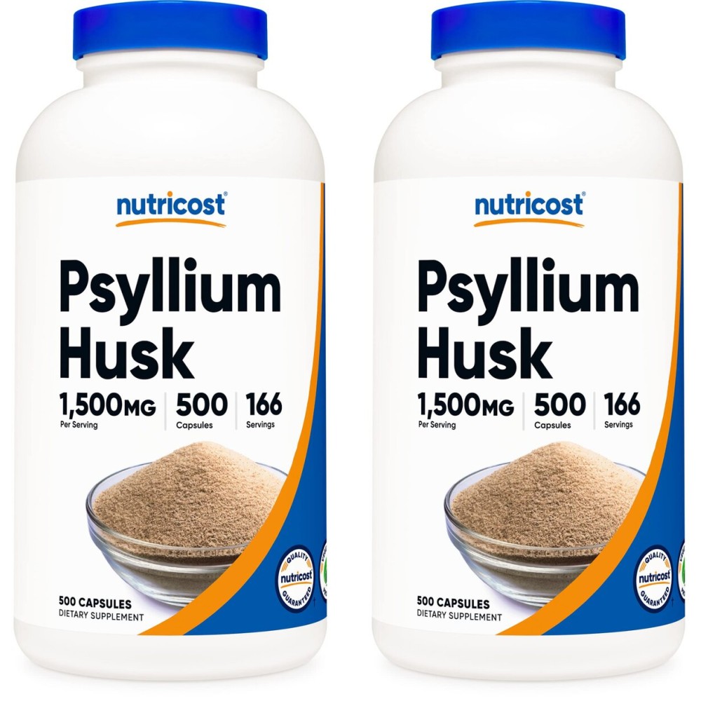 Nutricost Psyllium Husk 1500mg; 500 Capsules (2 Bottles)