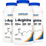 Nutricost L-Arginine 500mg, 300 Capsules (3 Bottles)