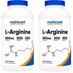 Nutricost L-Arginine 500mg, 300 Capsules (2 Bottles)