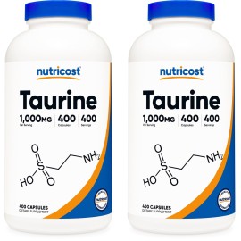 Nutricost Taurine 1000mg; 400 Capsules (2 Bottles)