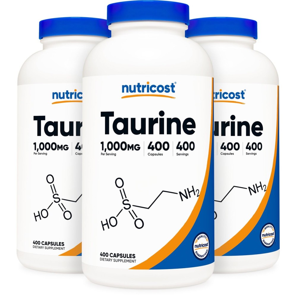 Nutricost Taurine 1000mg; 400 Capsules (3 Bottles)