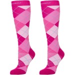 CompressionZ 30-40 mmHg Knee High Compression Socks Men & Women | Support Stockings for Travel, Nurses and Athletes (Argyle Pink, Large)