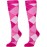 CompressionZ 30-40 mmHg Knee High Compression Socks Men & Women | Support Stockings for Travel, Nurses and Athletes (Argyle Pink, Large)