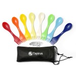 Tapirus - Camping Sporks to Go V8 Set - 7 BPA Free Plastic Sporks Reusable - Camping Spoon Fork Knife Combo with Bottle Opener & Case - For Hiking, Hunting, Backpacking Utensils, MREs - Pack of 8