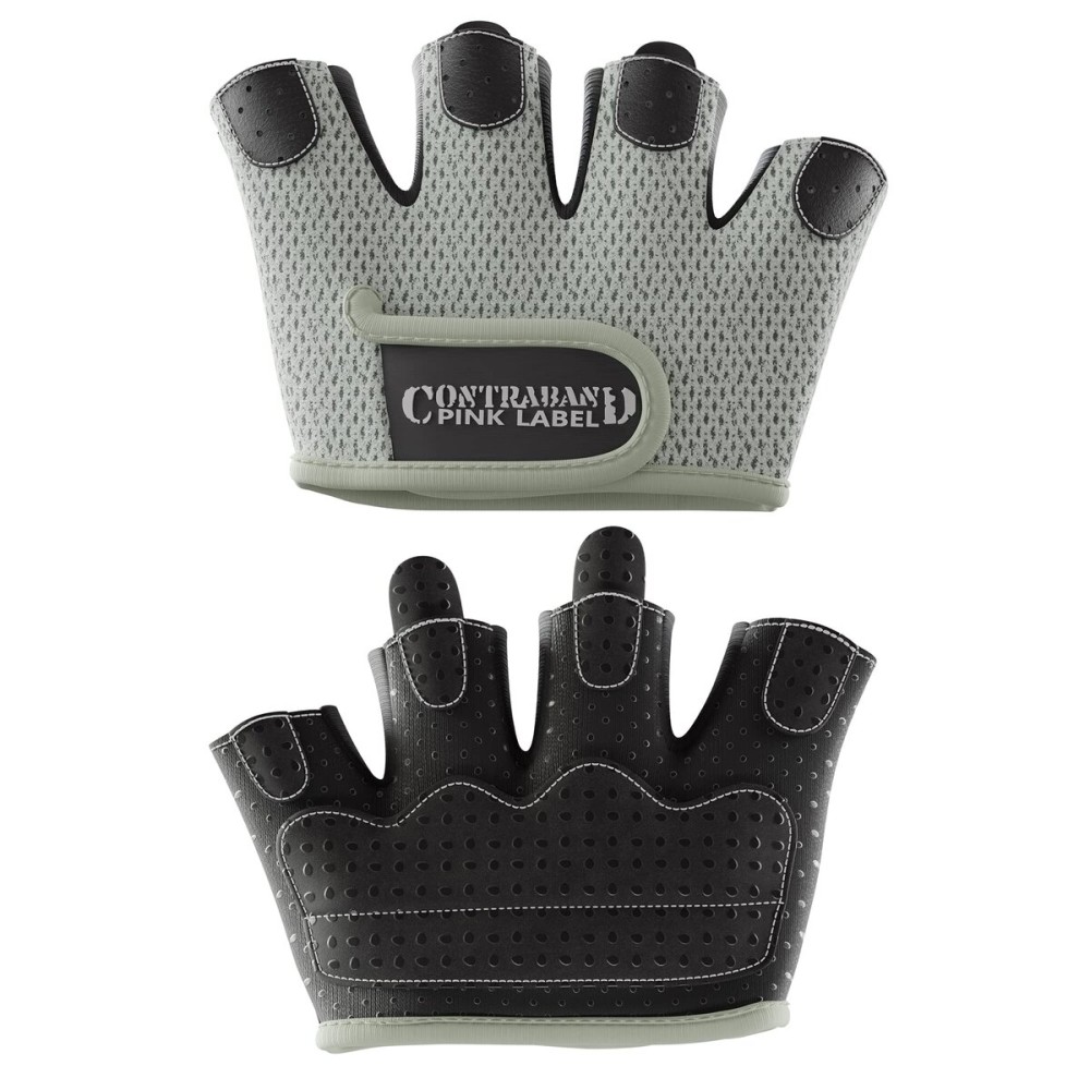 Contraband Pink Label 5537 Womens Micro Weight Lifting Gloves w/Grip-Lock Silicone Padding (Pair) - Minimalist Half Gloves - Apple Watch Friendly (Gray, X-Small)