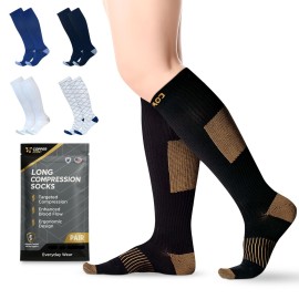 CopperJoint Copper Compression Socks for Women & Men, Knee High Compression for Circulation, Socks for Nurses, Running, Travel & Everyday Use, Ideal Gifts for Women & Men, Copper Infused Nylon, Small 1 Pair