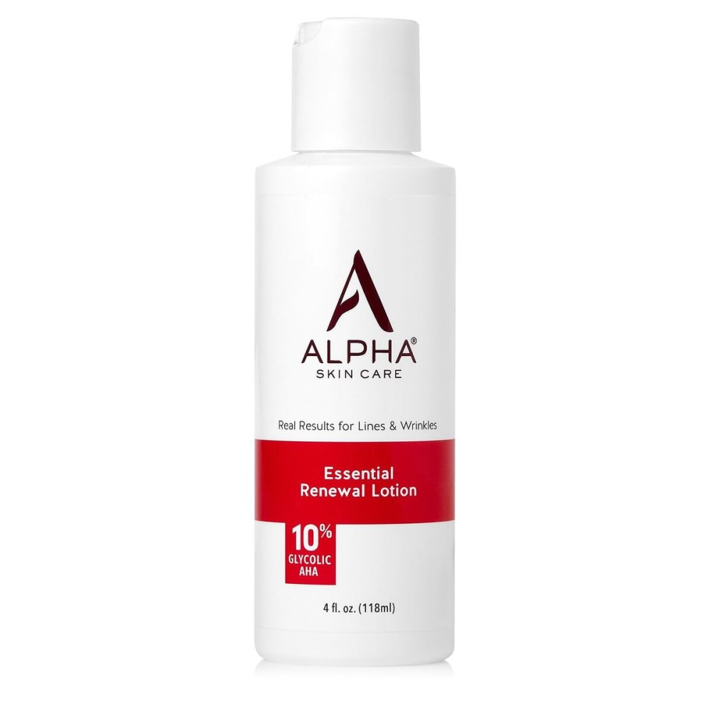 Alpha Skin Care Essential Renewal Lotion, 10% Glycolic AHA, Anti-Aging Formula, Reduces Lines & Wrinkles, Alpha Hydroxy Acid Exfoliates for Smoother Skin, Normal to Dry Skin, 4 Oz