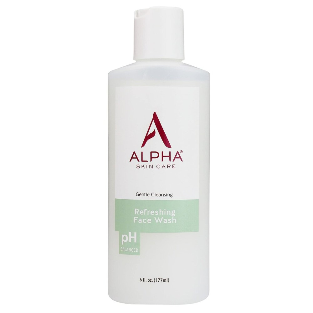 Alpha Skin Care Refreshing Face Wash, Gentle Soap-Free Formula, Citric AHA, Cleanses, Purifies, Tones & Restores pH, All Skin Types, Removes Make-Up & Oil, Anti-Aging Ingredients, 6 Oz