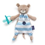 Chicco Pocket Buddies Soft Pacifier Holder-Lovey, Soothing Plush Toy Animal 0m+, Blue Bear