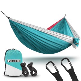 Bear Butt Double Parachute Camping Hammock, Sky Blue/Pink/White