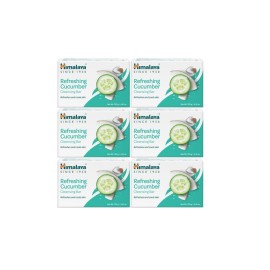 Himalaya Refreshing Cucumber Cleansing Bar, Face and Body Soap for Soft Skin, 4.41 oz, 6 Pack