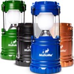 MalloMe Camping Lantern Multicolor 4 Pack Lanterns for Power Outages, Camping Lights for Tent Hanging, Camp Light Tent Lamp Emergency Battery Powered LED Lantern (Rechargeable Batteries Not Included)