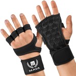 MAVA Open Gym Gloves for Women & Men | Padded Weight Lifting with Wrist Support for Comfort, Protection | Strong-Grip Fingerless Workout | Multi-Use, Anti-Sweat Gym Accessories(Black XS)