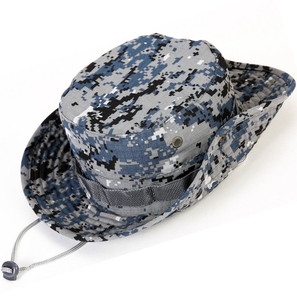 Wide Brim Boonie Hat, Men & Women Top Camo Bucket Hats for Safari Military Beach