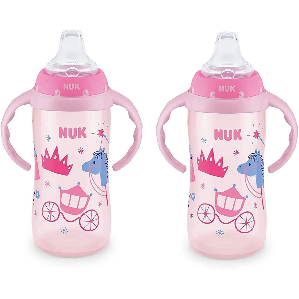 NUK 10 Ounce Jungle Large Learner Cup With Handles, 2 Pack, Girl