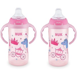 NUK 10 Ounce Jungle Large Learner Cup With Handles, 2 Pack, Girl