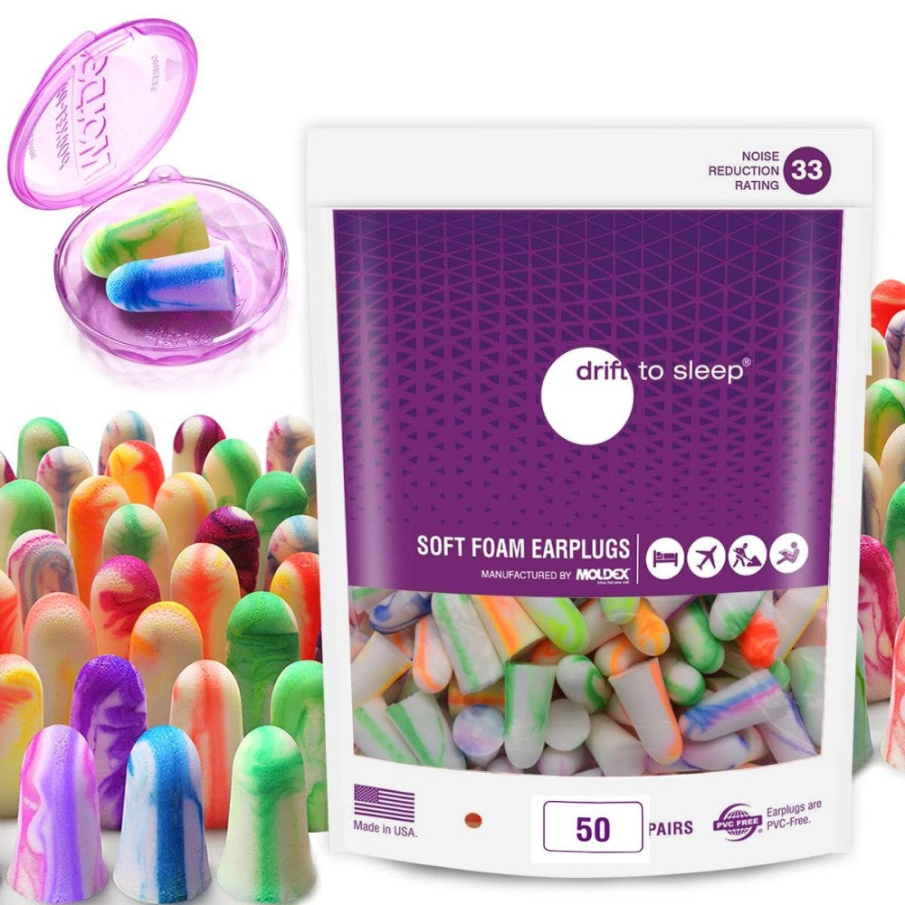 MOLDEX Soft Foam Earplugs Softies Ear Plugs for Sleeping, Snoring, Work, Travel, Shooting -33dB Highest NRR Made in USA (Multi Color, 50 Pairs)