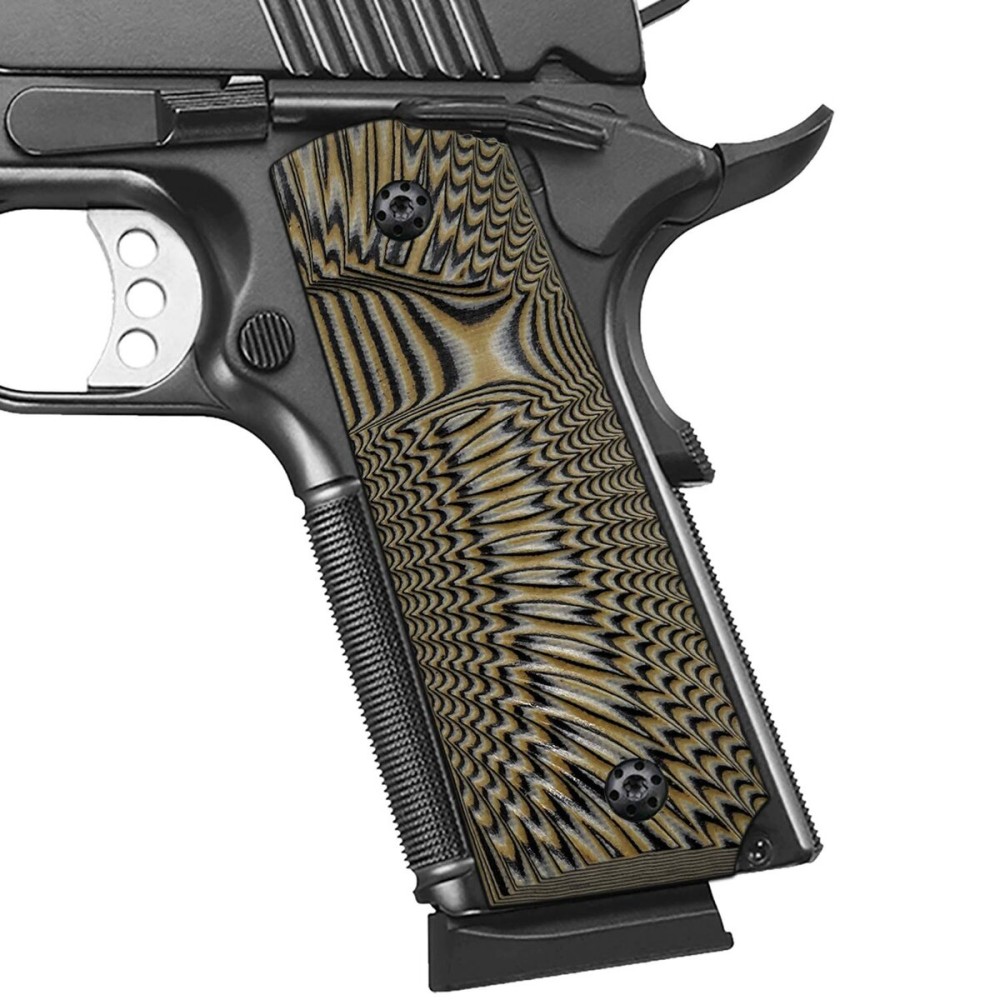 Cool Hand 1911 Full Size G10 Grips, Big Scoop, Ambi Safety Cut, Sunburst Texture, Coyote Color