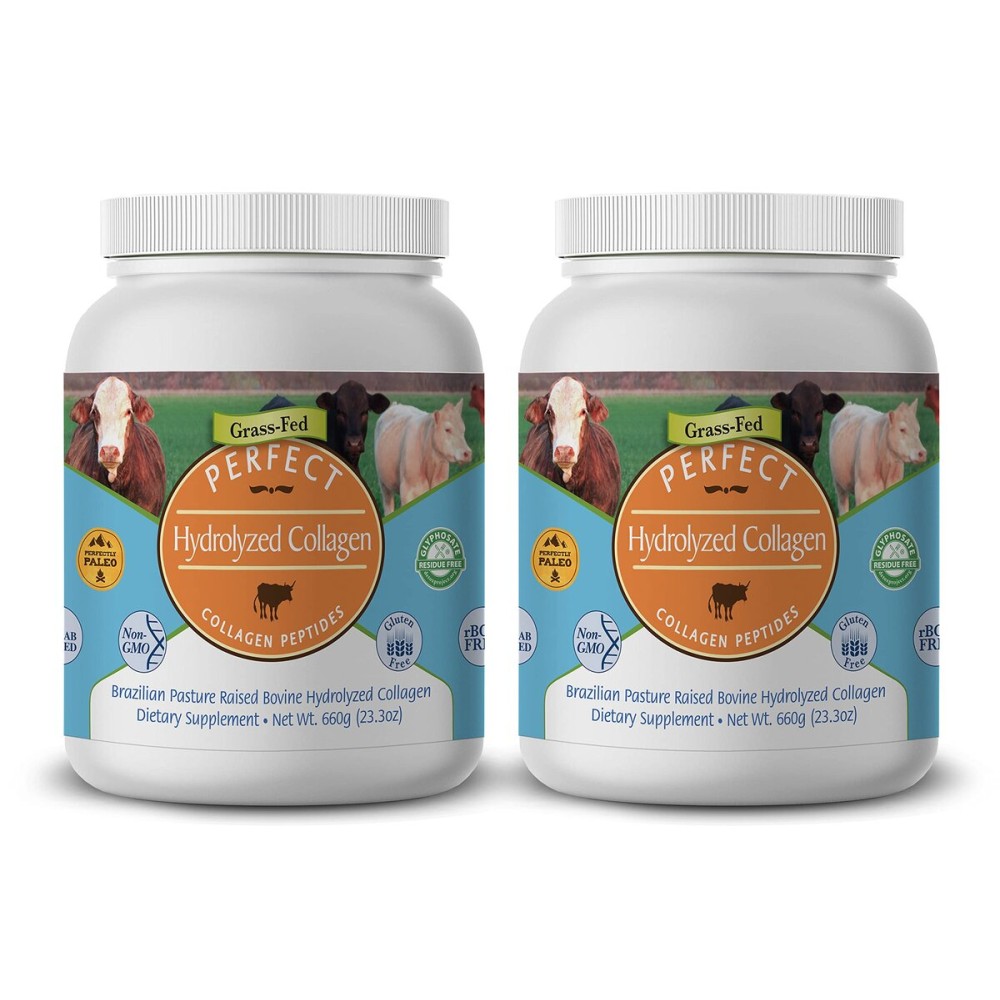 Perfect Supplements - Perfect Hydrolyzed Collagen Powder - 660g - All Natural Collagen - Brazilian Pasture Raised - Promotes Healthy Skin - 2 Pack