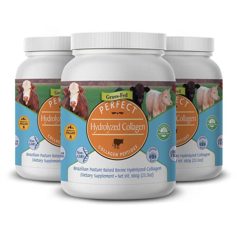 Perfect Supplements - Perfect Hydrolyzed Collagen Powder - 660g - All Natural Collagen - Promotes Healthy Skin - 3 Pack