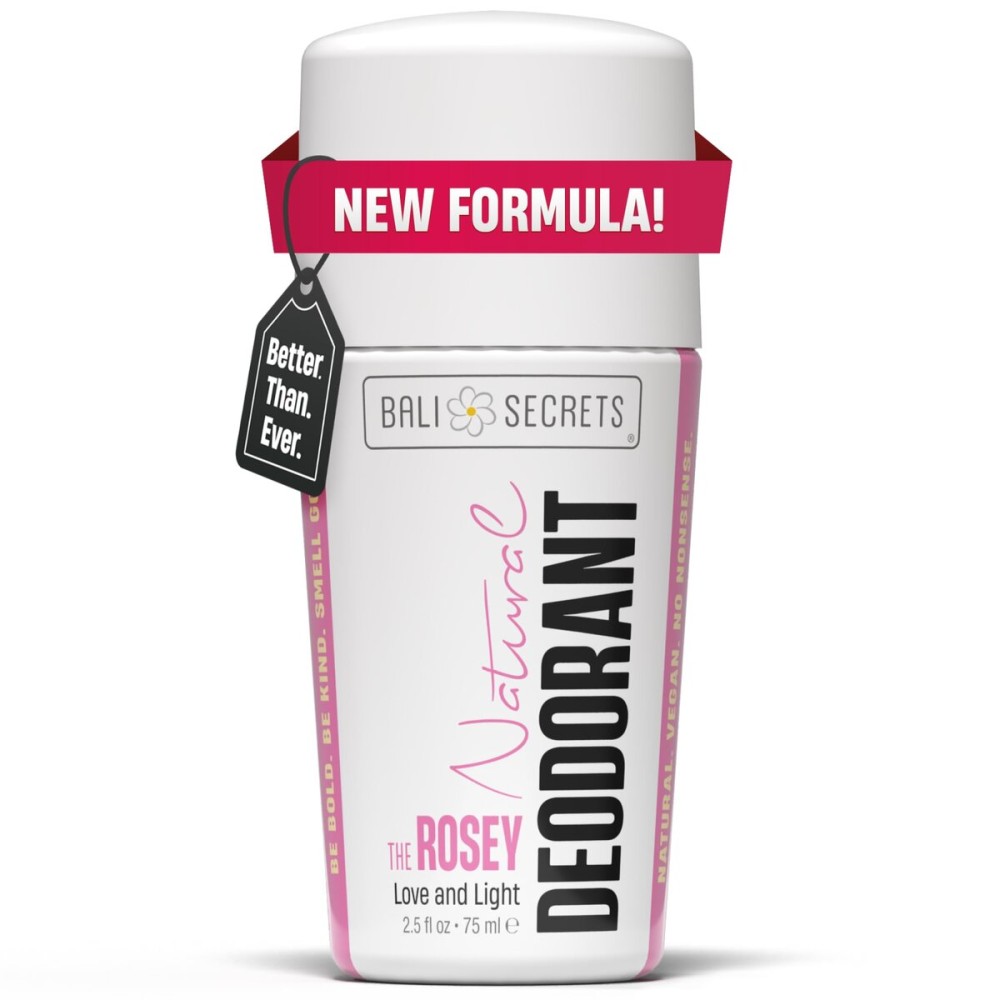 Bali Secrets Natural Deodorant for Women & Men. Nonsense Free. Clean Formula for Sensitive Skin. Strong & Reliable Odor Protection. No Synthetic Aluminum. Organic & Vegan [THE ROSEY]