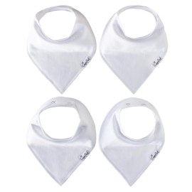 Copper Pearl 4 Pack Soft Cotton Baby Bibs for Drooling and Teething, Absorbent Drool Bibs for Baby Girl and Boy, Adjustable to Fit Newborns to Toddlers (White Basics)