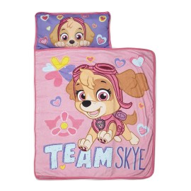 Paw Patrol Team Skye Toddler Nap-Mat Set - Includes Pillow and Plush Blanket - Great for Girls Napping During Daycare or Preschool - Fits Toddlers, Pink