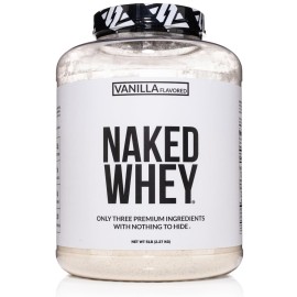 NAKED Vanilla Whey Protein Powder - All Natural Grass Fed Whey Protein Powder, Vanilla Flavor, Organic Coconut Sugar, 5Lb Bulk, GMO-Free, Soy Free, Gluten Free - 61 Servings
