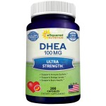 DHEA 100mg Supplement - 200 Capsules - High Potency Dehydroepiandrosterone for Men and Women - Max Strength Pills for Brain Health, Energy, and Immune Function - Formulated in USA, Third-Party Tested