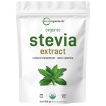 Pure Organic Stevia Powder, 4 Ounces, 706 Serving, Highest Grade Stevia Green Leaf Extract Reb-A, Reduced Bitter Aftertaste, 0 Calorie, Natural Sweetener, Sugar Alternative, Keto Friendly