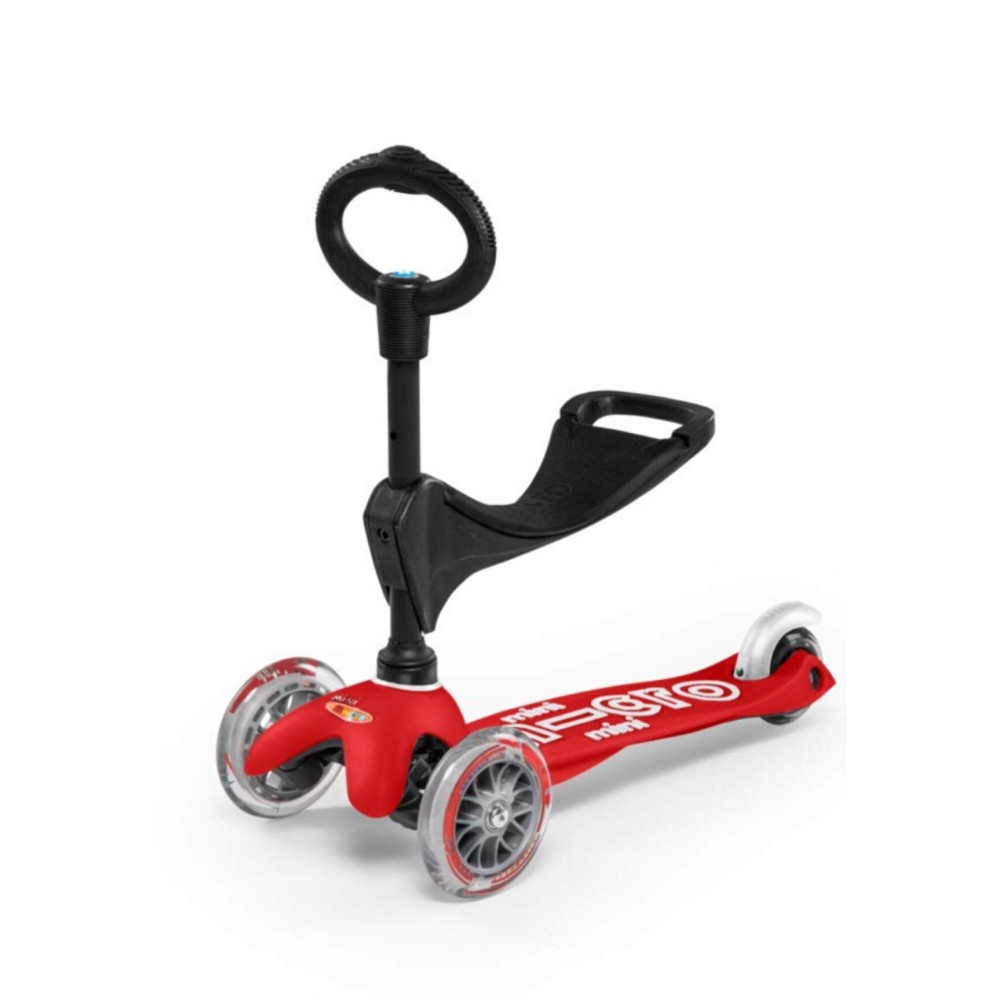Micro Kickboard - Mini 3in1 Deluxe - Three Wheeled, Lean-to-Steer Swiss-Designed Micro Scooter for Toddlers with 3 Riding Options for Ages 1-5 (Red)