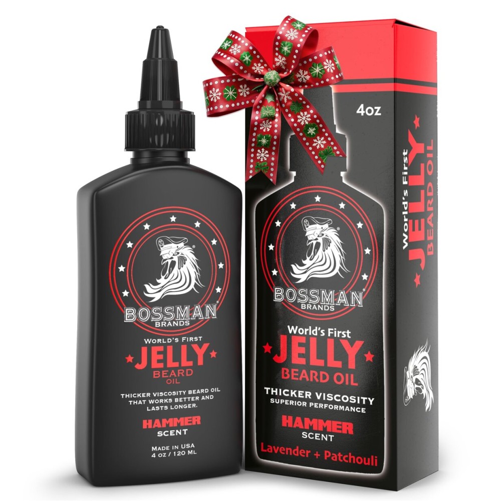 Bossman Jelly Beard Oil for Men (4 oz, Hammer Scent) - Softens, Moisturizes & Conditions with Natural Ingredients