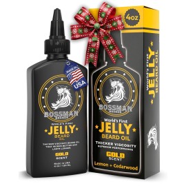 Bossman Jelly Beard Oil for Men (4 oz, Gold Scent) - Softens, Moisturizes & Conditions with Natural Ingredients