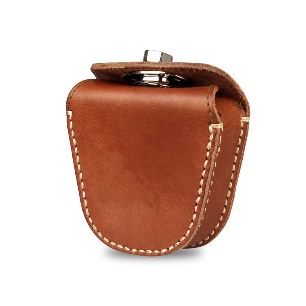 KOSIBATE Ammo Pouch, Genuine Leather Ammo Holder Bag Storage for .22 22LR .38 .45 Hunting Military Belt Gun Ammo Case Brown