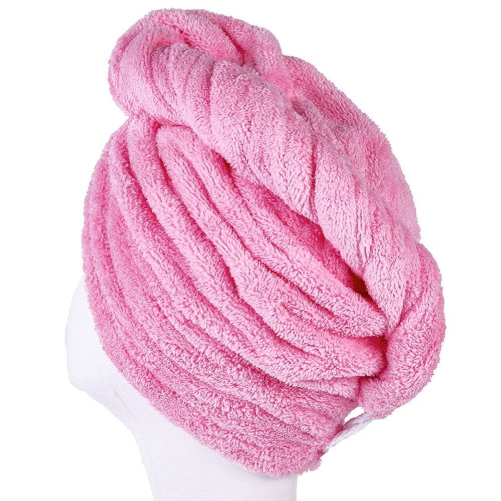 YYXR Microfiber Hair Drying Towel Ultra Absorbent Twist Hair Turban Drying Cap Hair Wrap (Pink)