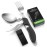 Camping Utensil HIKENTURE 4-In-1 Stainless Steel Fork Knife Spoon Bottle Opener Set with Storage Case (Black)