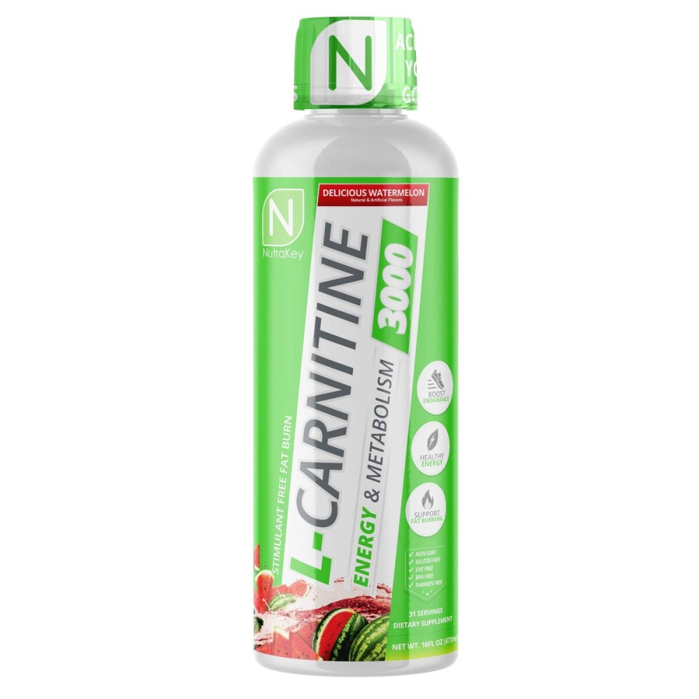 NutraKey L-Carnitine 3000mg, No Sugar, Gluten Free, Turn Into Fuel, (Delicious Watermelon) 31 Servings