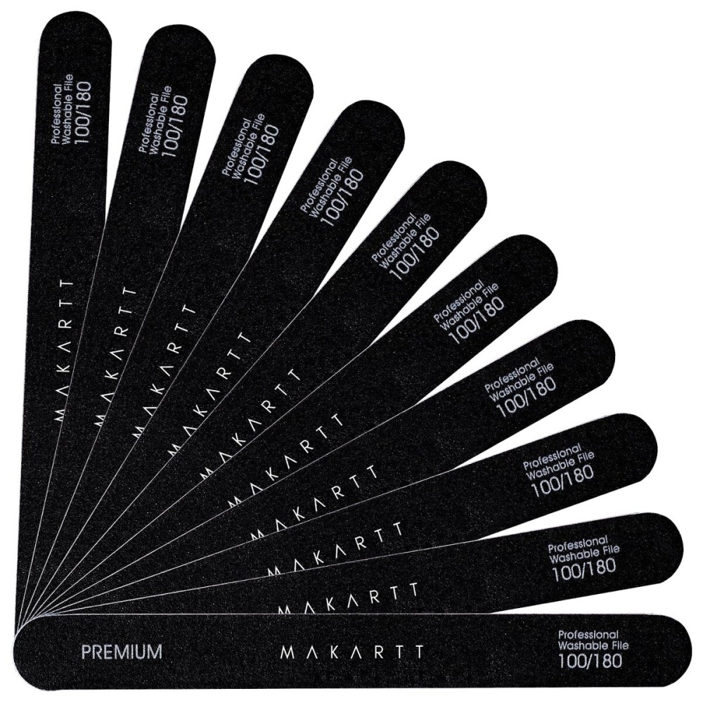 Makartt Nail File - 100/180 Grit Emery Boards for Nails, Professional Nail Files, 10pcs Double Sides Black Coarse Fingernail Filer for Acrylic and Extension Gel Removal Manicure Kit Salon Home Use