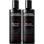 Polished Gentleman Beard Wash and Conditioner Set - Softens and Strengthens - Beard Shampoo with Growth Oil - Moisturizer & Beard Thickener - Tea Tree Unscented - Paraben-Free & Sulfate-Free (4oz)