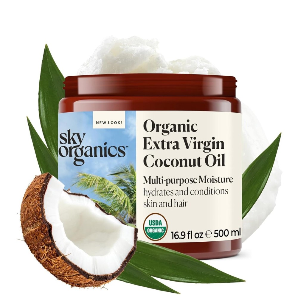 Sky Organics - Multipurpose Organic Coconut Oil for Skin & Hair, 16.9 fl oz - Extra Virgin Hair Oil & Body Moisturizer - Vitamins, Antioxidants & Fatty Acids - Vegan, Cruelty Free - w ebook