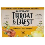 Jakemans Honey and Lemon Throat & Chest Lozenges Cough Drops - Cough, Sore Throat and Seasonal Distress Soothing Relief - Liquid Drop Shape - 24 Count