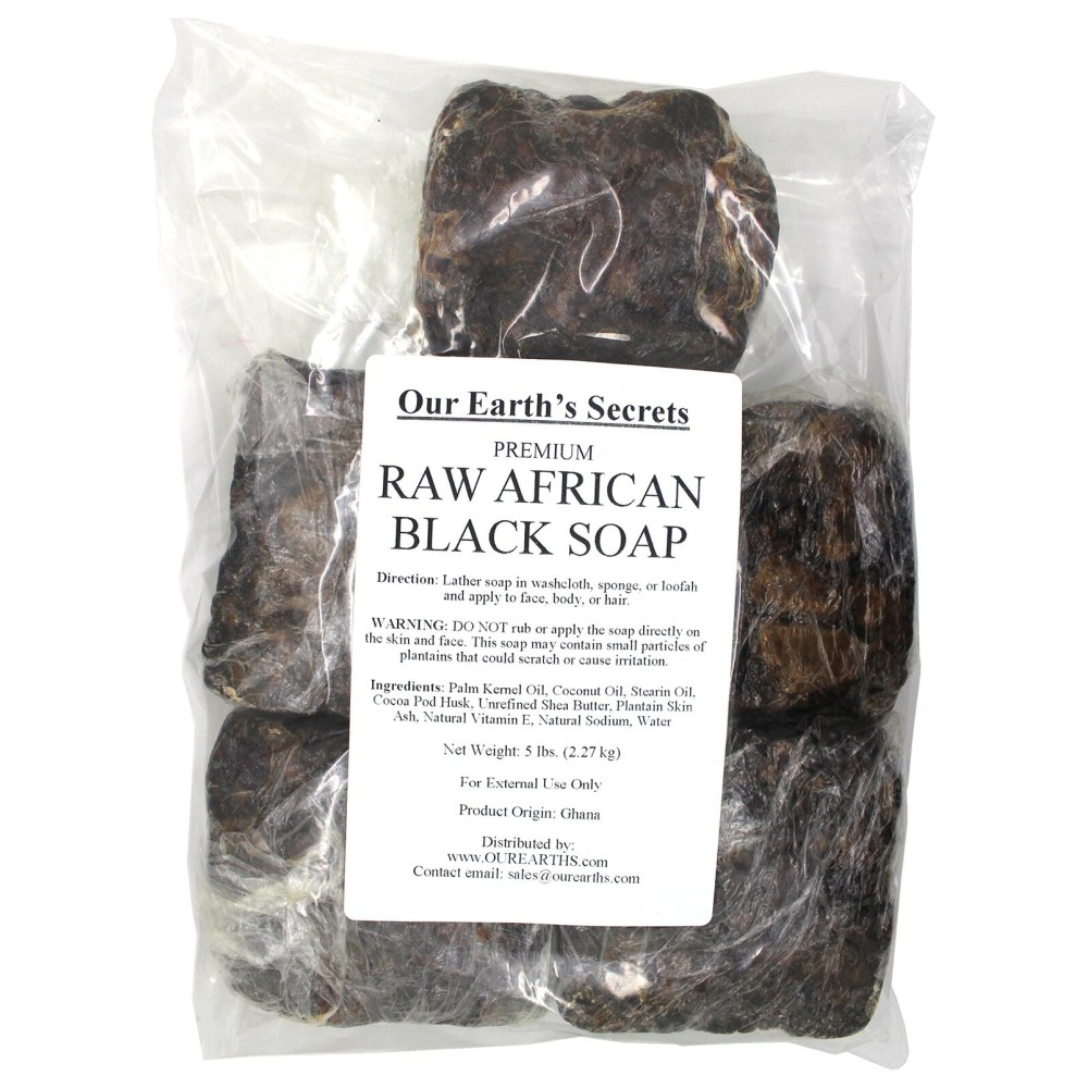 Our Earth\'s Secrets Premium Natural Raw African Black Soap, 5 lbs