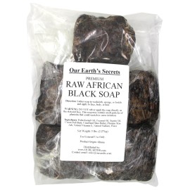 Our Earth\'s Secrets Premium Natural Raw African Black Soap, 5 lbs