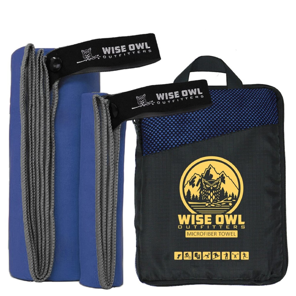 Wise Owl Outfitters Microfiber Camping Towel - Quick Dry Towel for Travel, Backpacking, Hiking, Beach, Gym & Yoga - Compact, Fast Drying & Lightweight