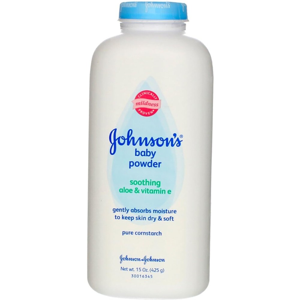Johnsons Baby Powder with Naturally Derived Cornstarch Aloe & Vitamin E, Hypoallergenic, 15 oz